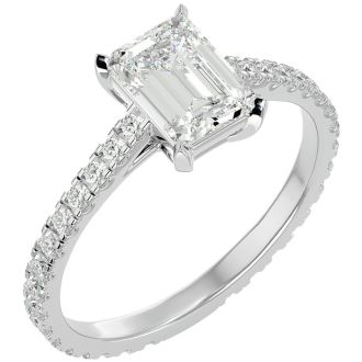 2 Carat Emerald Cut Diamond Engagement Ring In 14 Karat White Gold