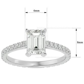 2 Carat Emerald Cut Diamond Engagement Ring In 14 Karat White Gold