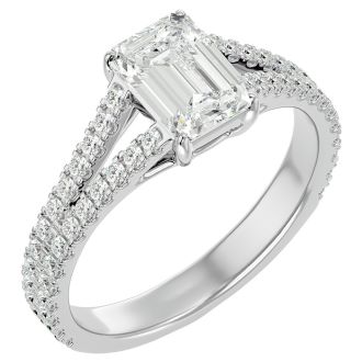 2 Carat Emerald Cut Diamond Engagement Ring In 14 Karat White Gold