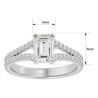 2 Carat Emerald Cut Diamond Engagement Ring In 14 Karat White Gold