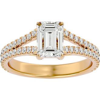 2 Carat Emerald Cut Diamond Engagement Ring In 14 Karat Yellow Gold