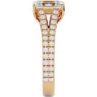 2 Carat Emerald Cut Diamond Engagement Ring In 14 Karat Yellow Gold