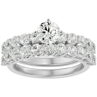 2 1/2 Carat Round Shape Diamond Bridal Set In 14 Karat White Gold