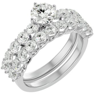 2 1/2 Carat Round Shape Diamond Bridal Set In 14 Karat White Gold