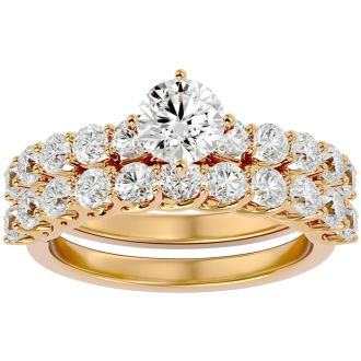 2 1/2 Carat Round Shape Diamond Bridal Set In 14 Karat Yellow Gold