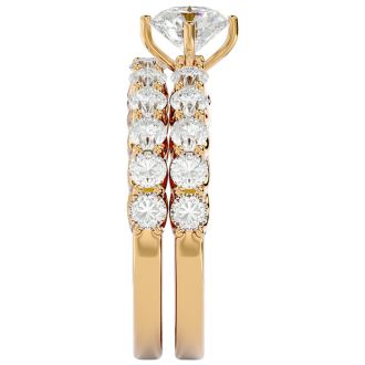 2 1/2 Carat Round Shape Diamond Bridal Set In 14 Karat Yellow Gold