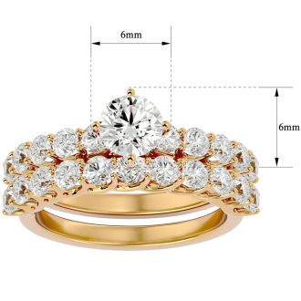 2 1/2 Carat Round Shape Diamond Bridal Set In 14 Karat Yellow Gold