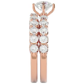 2 1/2 Carat Round Shape Diamond Bridal Set In 14 Karat Rose Gold