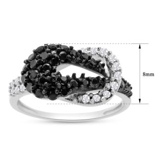 0.61 Carat Black and White Diamond Cocktail Ring In Sterling Silver