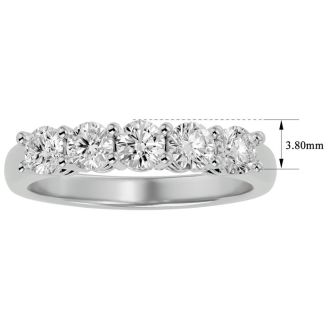 1ct Five Diamond Prong Set Band in  14K White Gold