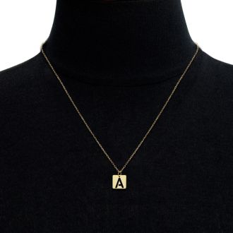 "A" Initial Necklace In 14 Karat Yellow Gold, 16-18 Inches
