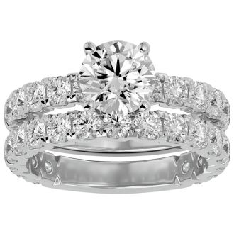 3 1/2 Carat Round Diamond Bridal Set In 14 Karat White Gold