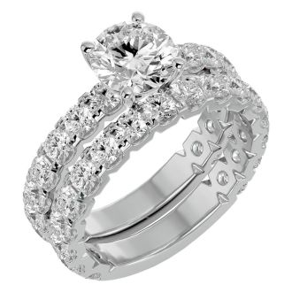 3 1/2 Carat Round Diamond Bridal Set In 14 Karat White Gold