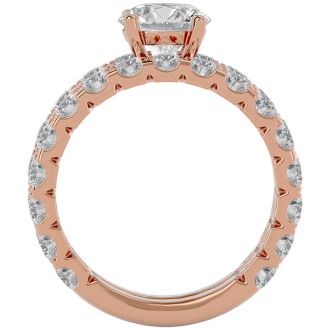 3 1/2 Carat Round Diamond Bridal Set In 14 Karat Rose Gold