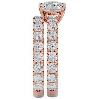 3 1/2 Carat Round Diamond Bridal Set In 14 Karat Rose Gold