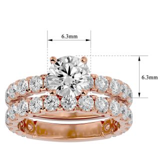 3 1/2 Carat Round Diamond Bridal Set In 14 Karat Rose Gold