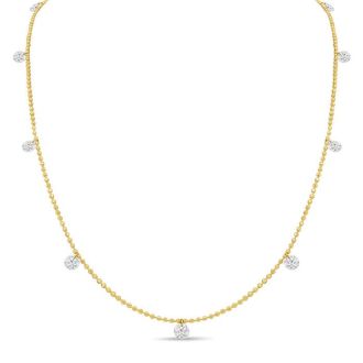 1 1/3 Carat Diamond Raindrops Necklace In 14 Karat Yellow Gold, 16-18 Inches