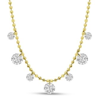 2/3 Carat Diamond Raindrops Necklace In 14 Karat Yellow Gold, 16-18 Inches