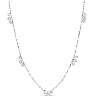 0.90 Carat Diamond Raindrops Necklace In 14 Karat White Gold, 16-18 Inches