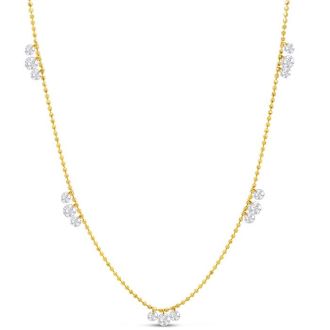 0.90 Carat Diamond Raindrops Necklace In 14 Karat Yellow Gold, 16-18 Inches