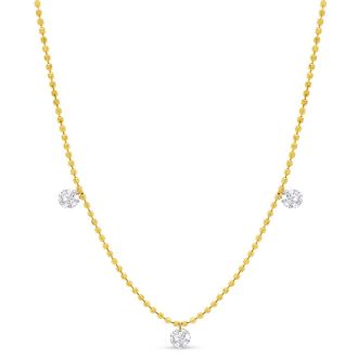 1/3 Carat Diamond Raindrops Necklace In 14 Karat Yellow Gold, 16-18 Inches