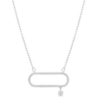 1/4 Carat Diamond Raindrops Necklace With Paperclip In 14 Karat White Gold, 16-18 Inches