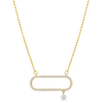 1/4 Carat Diamond Raindrops Necklace With Paperclip In 14 Karat Yellow Gold, 16-18 Inches