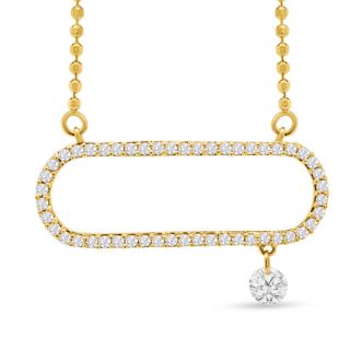 1/4 Carat Diamond Raindrops Necklace With Paperclip In 14 Karat Yellow Gold, 16-18 Inches