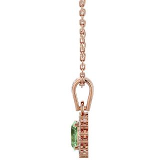 1 Carat Oval Shape Green Amethyst and Diamond Necklace In 14 Karat Rose Gold, 18 Inches