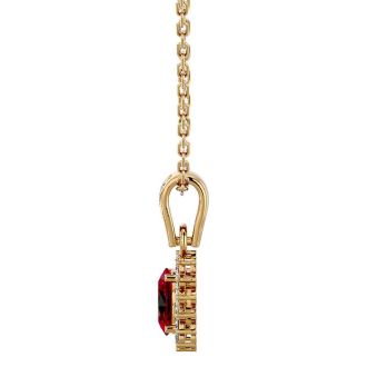 1 1/3 Carat Oval Shape Ruby and Diamond Necklace In 14 Karat Yellow Gold, 18 Inches