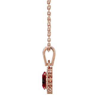 1 1/3 Carat Oval Shape Ruby and Diamond Necklace In 14 Karat Rose Gold, 18 Inches