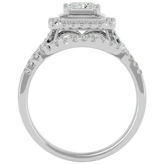 1 1/4 Carat Princess Shape Diamond Bridal Set In 14 Karat White Gold