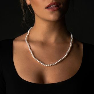 24 inch 6mm AA+ Pearl Necklace With 14K Yellow Gold Clasp

