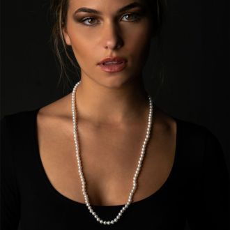 30 inch 6mm AA+ Pearl Necklace With 14K Yellow Gold Clasp

