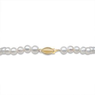 30 inch 6mm AA+ Pearl Necklace With 14K Yellow Gold Clasp
