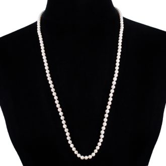 30 inch 6mm AA+ Pearl Necklace With 14K Yellow Gold Clasp
