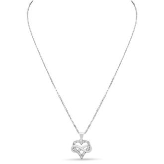 10 Diamond Natural Rose Cut Diamond Infinity Heart Necklace With Free Chain, 18 Inches. Brand New & Very Cute!