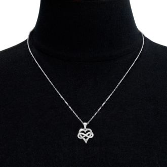 10 Diamond Natural Rose Cut Diamond Infinity Heart Necklace With Free Chain, 18 Inches. Brand New & Very Cute!