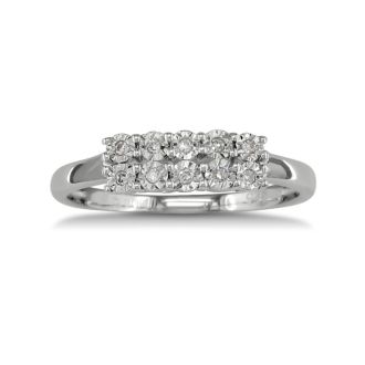 Estate Jewelry .05ct Two Row Diamond Ring in Sterling Silver - 10 Diamonds! Size 7