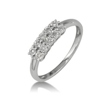 Estate Jewelry .05ct Two Row Diamond Ring in Sterling Silver - 10 Diamonds! Size 7