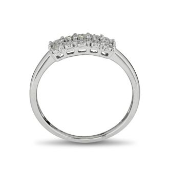Estate Jewelry .05ct Two Row Diamond Ring in Sterling Silver - 10 Diamonds! Size 7