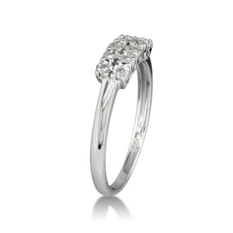 Estate Jewelry .05ct Two Row Diamond Ring in Sterling Silver - 10 Diamonds! Size 7