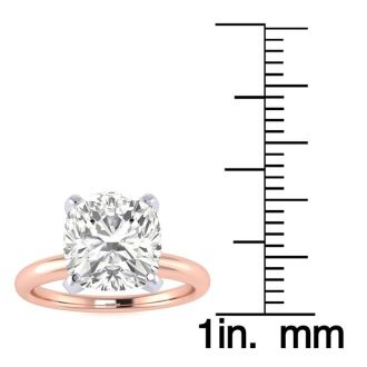 2 1/2ct Cushion Cut Diamond Solitaire Engagement Ring In 14K Rose Gold