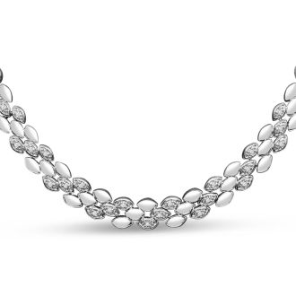 1/4 Carat Diamond Collar Necklace In Platinum Overlay, 16 Inches.  One Time Closeout Deal!