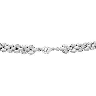 1/4 Carat Diamond Collar Necklace In Platinum Overlay, 16 Inches.  One Time Closeout Deal!