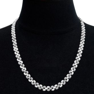 1/4 Carat Diamond Collar Necklace In Platinum Overlay, 16 Inches.  One Time Closeout Deal!