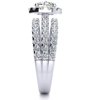 2 Carat Round Halo Diamond Engagement Ring in 14 Karat White Gold. Fabulous For the Money!
