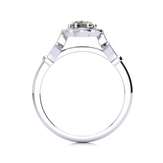 3/4 Carat Oval Shape Mystic Topaz and Halo Diamond Vintage Ring In 1.4 Karat Gold™