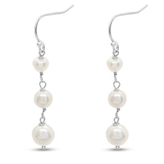 Graduated Freshwater Cultured Pearl Dangle Earrings In Sterling Silver, 1 1/2 Inches