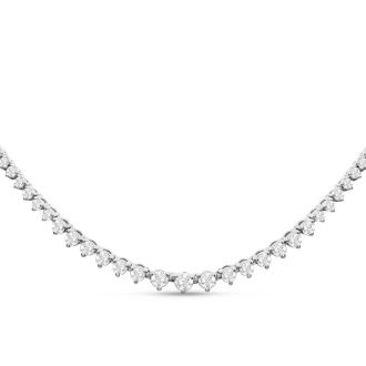 Graduated 5 Carat Diamond Tennis Necklace In 14 Karat White Gold, 16 Inches